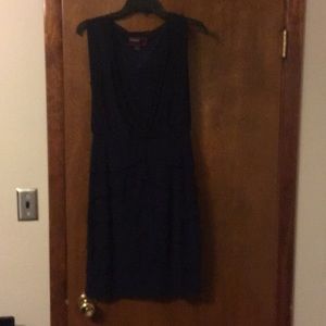 Navy blue polyester spandex mix dress.
